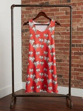 Coral Red Sleeveless GOAT Print TOP